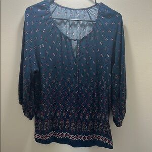 Women's Blue Patterned Top